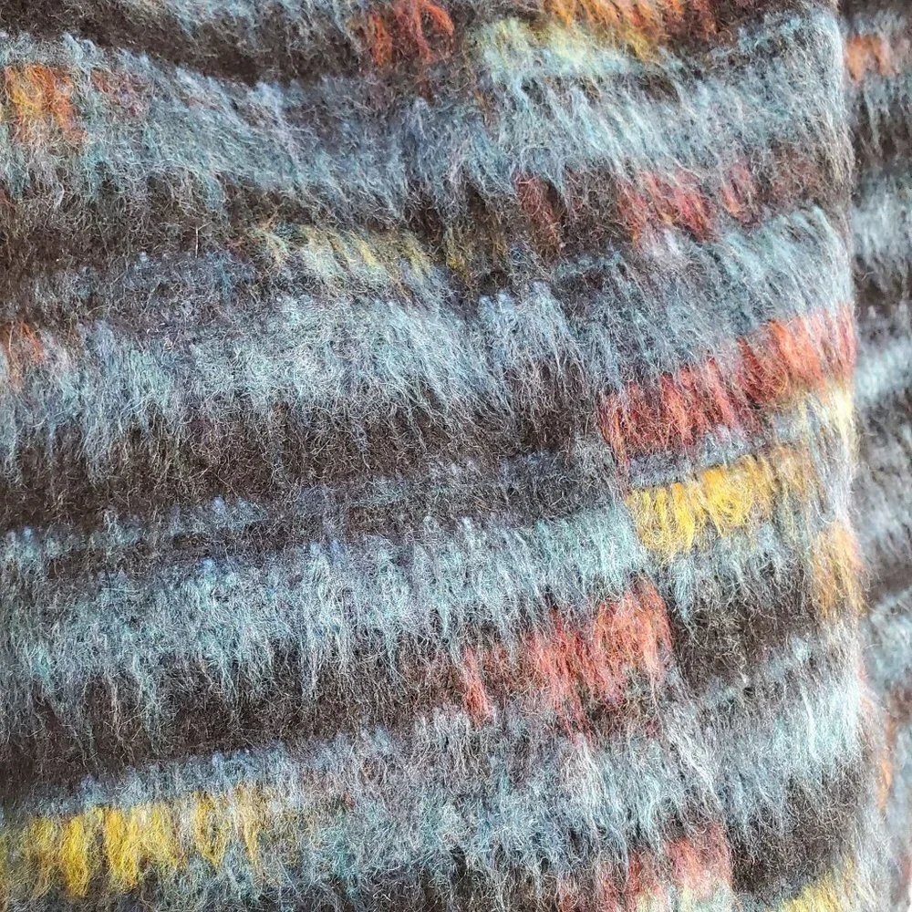 Anthropologie Maeve 10‎ Petite Blue Multicolor Furry Pencil Skirt Boho Statement